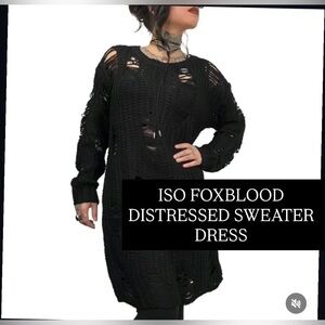 ISO FOXBLOOD Black Distressed Sweater Dress SIZE M-L